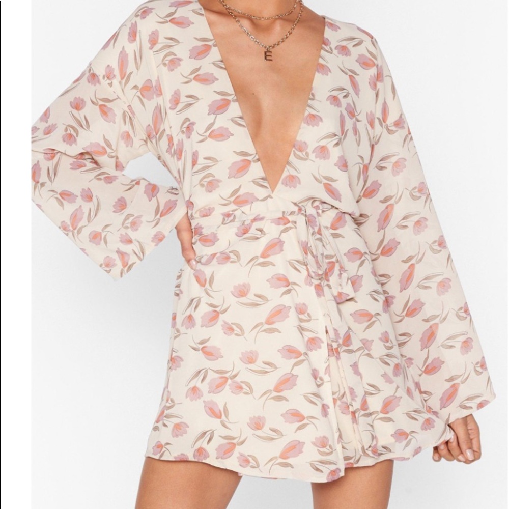 Floral belted mini dress